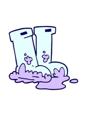 Çizgi film karalama Wellingtons 'ın neon ışık efekti animasyonu