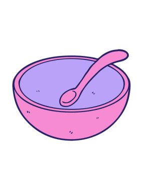 Çizgi film ahşap kâse ve kaşık animasyonunu çalıştır.