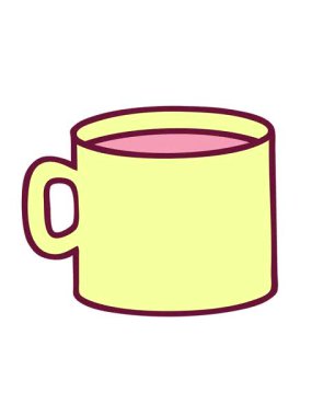 Parlak renkli kahve fincanının ikonik dövme tarzının hareketli animasyonu