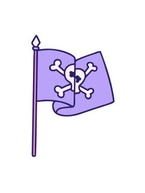 Korsan bayrağının ikonik dövme şeklindeki görüntüsünün titreşimli hareketi