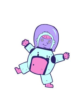 Astronot çizgi filminin basınçlı animasyonu