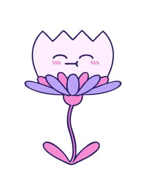 Nilüfer çiçeğinin şirin karikatürünü canlandırın