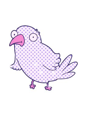 Parlak bir kuşun çizgi filminin ışıltı etkisi.