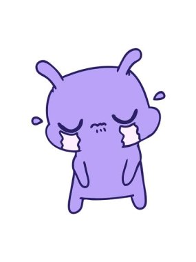 Şirin üzgün uzaylı karikatürünün titreşimli hareket animasyonu