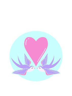 Çizgi film ikonik dövme imajı çizerek kırlangıçların ve bir kalbin animasyonunu oluşturuyor.