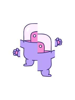 Takım elbiseli bir uzaylının el çizimi karikatürü.