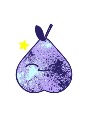 Parıldayan yıldızlar, yeşil bir armudun retro grunge dokusunun animasyonunu etkiler.