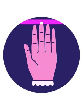 bir el simgesinin ikonik dövme şeklindeki görüntüsünün canlandırmasını çalıştır