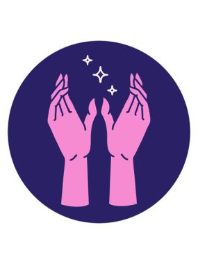 jiggle and pause animation of iconic tattoo image of mystic hands