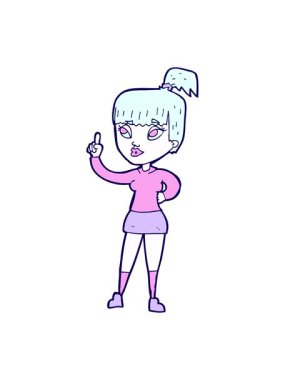 Neon ışık efektleri çizgi film karakteri fikri olan çekici bir kızın animasyonu