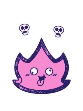 dönen kafatasları eski grunge dokusunun canlandırması bir ateşin karikatürü