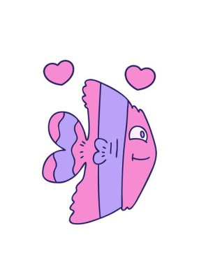 dönen kalpler el çizimi tuhaf çizgi film balıklarının animasyonu