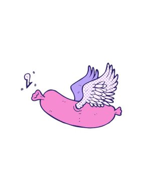 Çizgi film uçan sosisin hareketli animasyonu