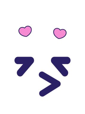 Yorgun kuş suratlı ikonun dönen kalp animasyonu