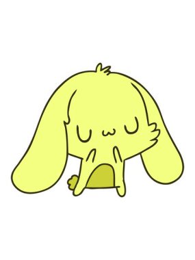 İmaj kawaii sevimli tüylü tavşanın renk animasyonunu değiştiriyor