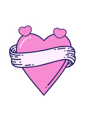 Neon kalp ve bayrak şeklinde geleneksel bir dövme animasyonu