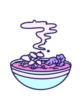 Japon kâsesinde marine edilmiş sıcak mantarların titreşimli hareketi.