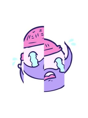 Sakallı erkek yüzünün bölünen hareketi