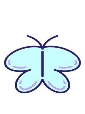 Kelebeğin basit, cesur çizgi filminin hareketli animasyonu