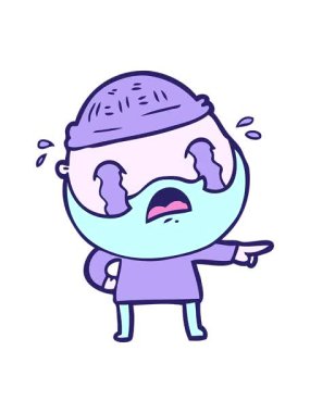 Çizgi film karakteri sakallı adamın ağlayışını canlandırıyor.