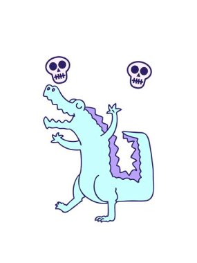 tuhaf çizgi film timsahının kafatası animasyonu