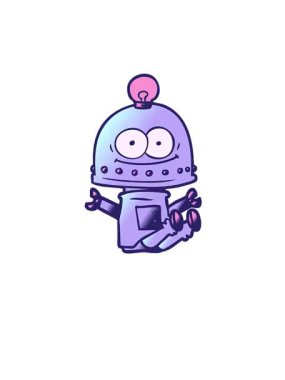 Ampul çizgi film elementi ile mutlu robotun yükselişi ve yüzüşü