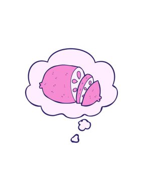 Düşünce baloncuğu ile dilimlenmiş limonun yıldız patlaması etkisi animasyonu