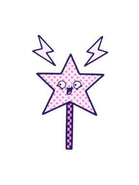 Sihirli değnek çizgi filminin titreşimli hareketli animasyonu