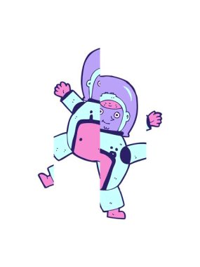 Astronot çizgi filminin bölünmüş hareket animasyonu