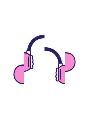 Retro kulaklığın tatlı çizgi filminin bölünmüş hareket animasyonu