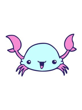 Yengeç çizgi filminin titreşimli animasyonu