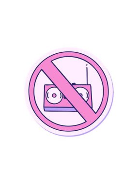 Dikkat çekici bir çizgi film çıkartması. Radyonun girmesine izin yok.