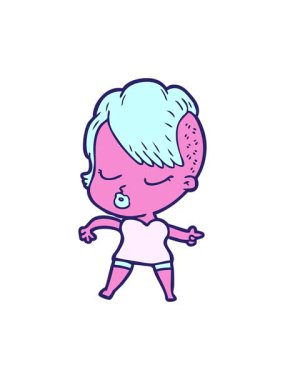 Çizgi filmdeki hippi kızı salla ve durdur.