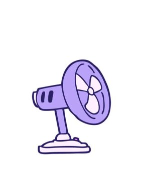 el çizimi karikatür tarzı masaüstü vantilatörünün hareketli animasyonu