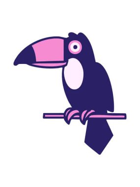 Brezilya Tukanının piksel etkisi dal çizimine tünemiş