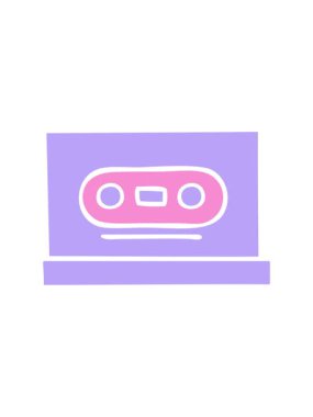 Bir retro kaset ikonunun düz sembolünün titreşimli hareketli animasyonu