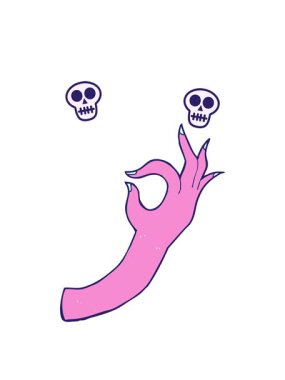 Çizgi film el sembolünün kafatası animasyonu