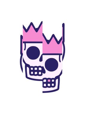 Bir kafatası ve tacın ikonik dövme şeklindeki bölünmüş hareket animasyonu