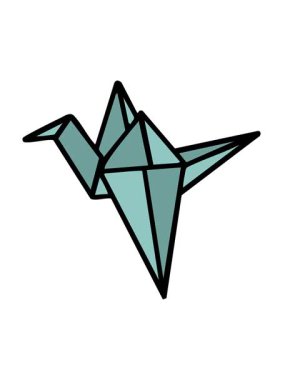 Japon katlanmış kağıt kanatlı vincin hareketli animasyonu