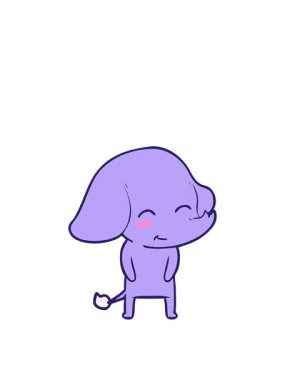 Tatlı bir fil karikatürünün zıplama hareketi.