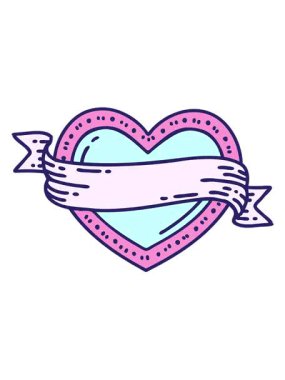 Dövmenin titreşimli animasyonu geleneksel kalp ve bayrak stilinde