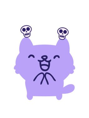 Yaramaz cadılar bayramı kedisinin kafatası animasyonu