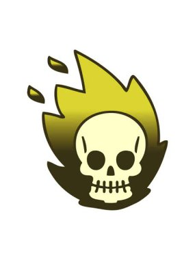 Gradyan gölgelendirilmiş karikatür kafatasının renk animasyonu