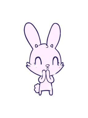 Bir tavşanın sevimli çizgi film görüntüsünün ışıltı etkisi