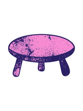 Tahta bir tabureye çizilmiş el çizimi çizgi film karalamalarının basınçlı animasyonu