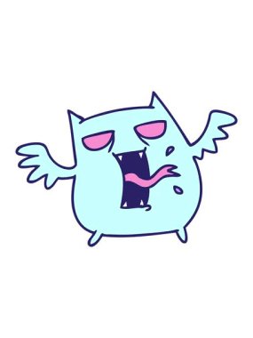 Freehand 'ın çizdiği sevimli, korkunç kawaii yarasa çizgi filminin basınçlı canlandırması