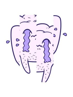 Çizgi film dişlerinin ağlama hareketini bölüyor.