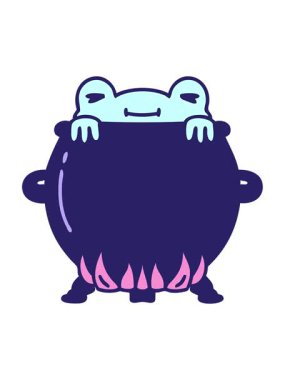 shaking motion animation of a frog bathing in a cauldron