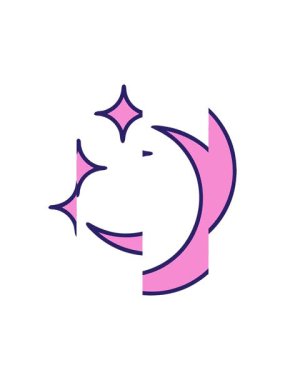 Bir dövmenin geleneksel ay ve yıldız stilinde bölünmüş hareketi.