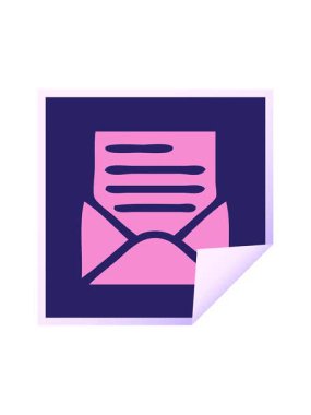 Harf ve zarfın kare soyma etiketi çizgi filminin hareketli animasyonu